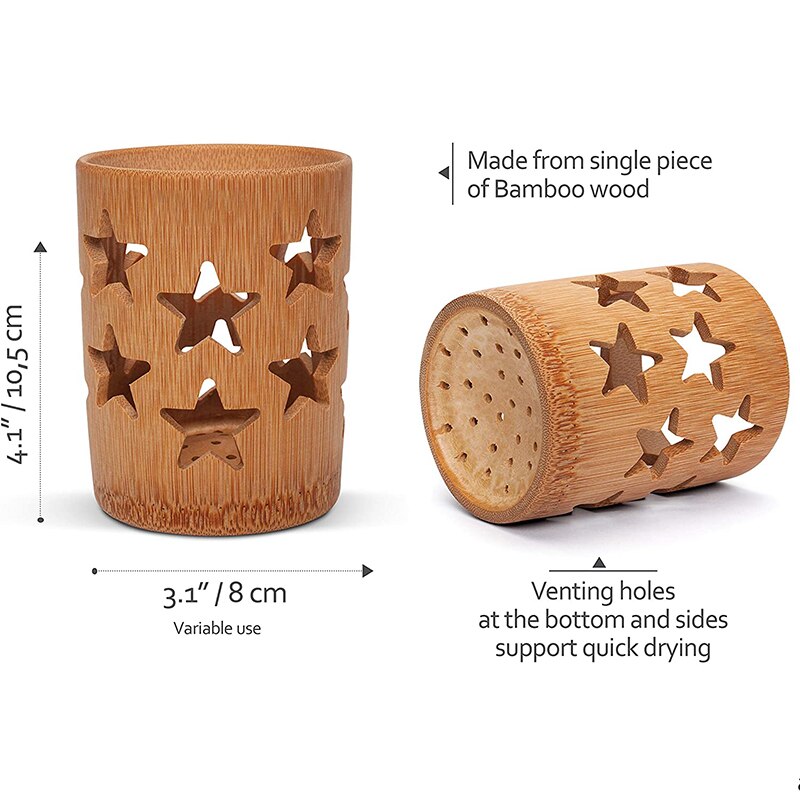 Bamboo Toothbrush & Toothpaste Cup holder With Drainage Quick Drying - Culinarywellbeing