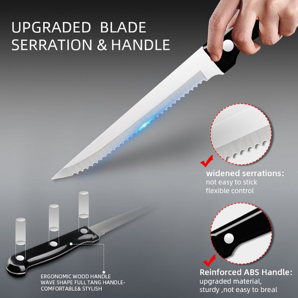 Steak Knife Set Stainless Steel Sharp Serrated Dinner Knives Outdoor BBQ Knife Cut Meat Bread Steak Knives Kitchen Tool - Culinarywellbeing