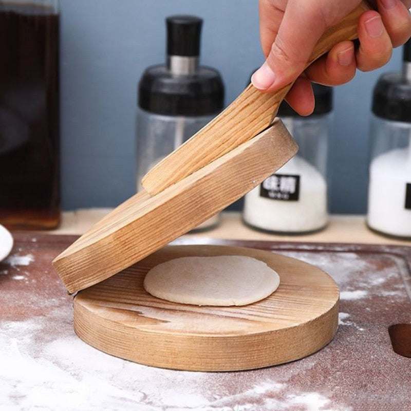 Baking equipment Solid Wood Dough Press Tool Quick Easy Dumpling Skin Presser