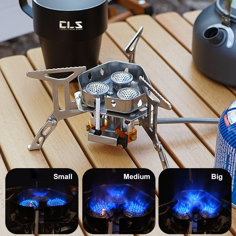 Outdoor Portable Three Head Stove Camping Windproof Stove Camping Picnic Burner Outdoor Foldable Gas Stove - Culinarywellbeing