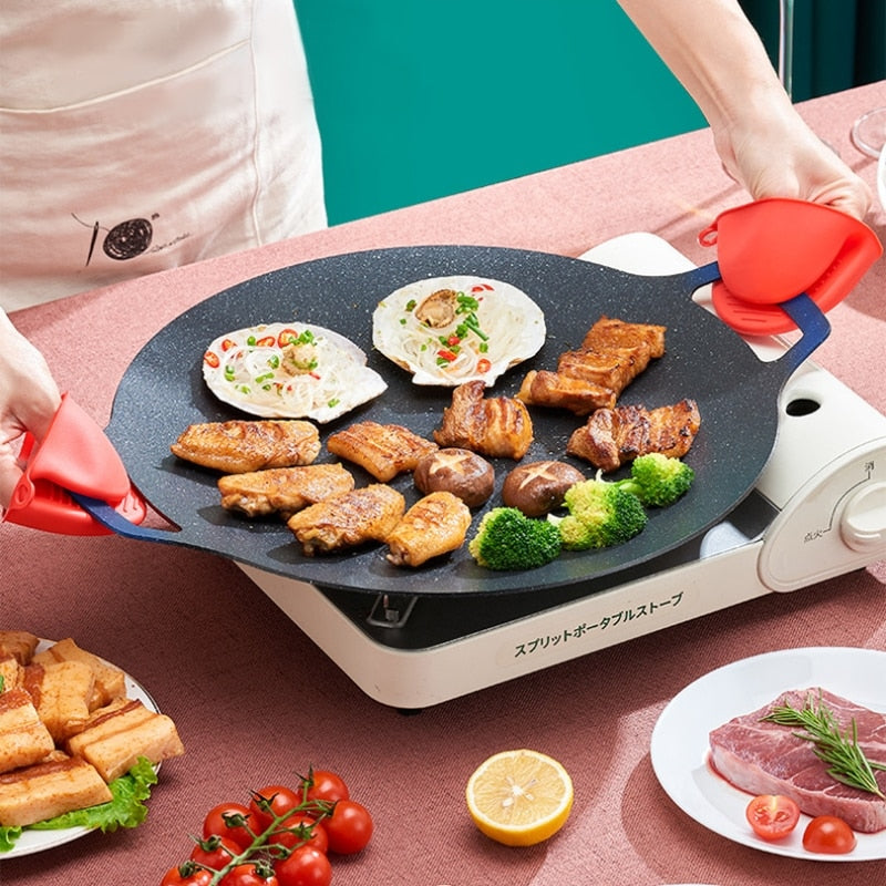 Grill Pan Korean Round Non-Stick Barbecue Plate Frying Pan - Culinarywellbeing