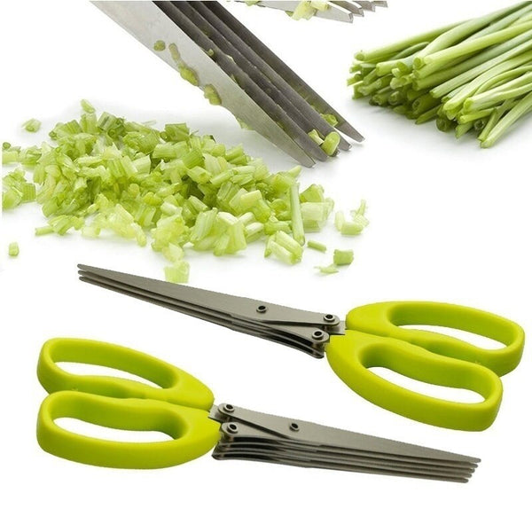 Muti-Layers Kitchen Scissors Stainless Steel Vegetable Cutter Scallion Herb Laver Spices cooking Tool Cut - Culinarywellbeing