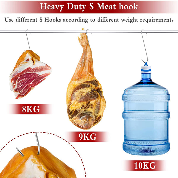 Stainless Steel S Butcher's Meat Hook Tool for Hot and Cold Smoking Butchering Hunting Chicken BBQ Pork Sausage Bacon Grill Hook - Culinarywellbeing