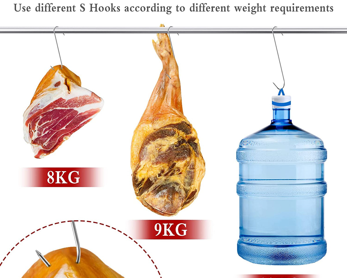 Stainless Steel S Butcher's Meat Hook Tool for Hot and Cold Smoking Butchering Hunting Chicken BBQ Pork Sausage Bacon Grill Hook - Culinarywellbeing