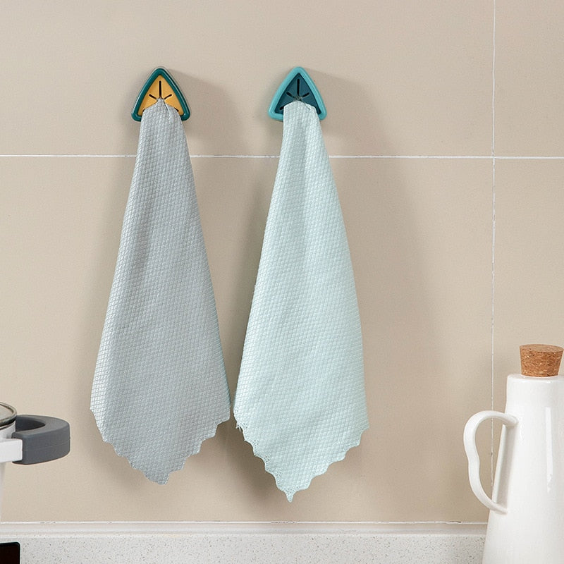 Towel Holder Towel Storage Racks Hanger Adhesive Towels Storage Wash Cloth Clip Sucker Wall Window Bathroom Kitchen Accessories - Culinarywellbeing