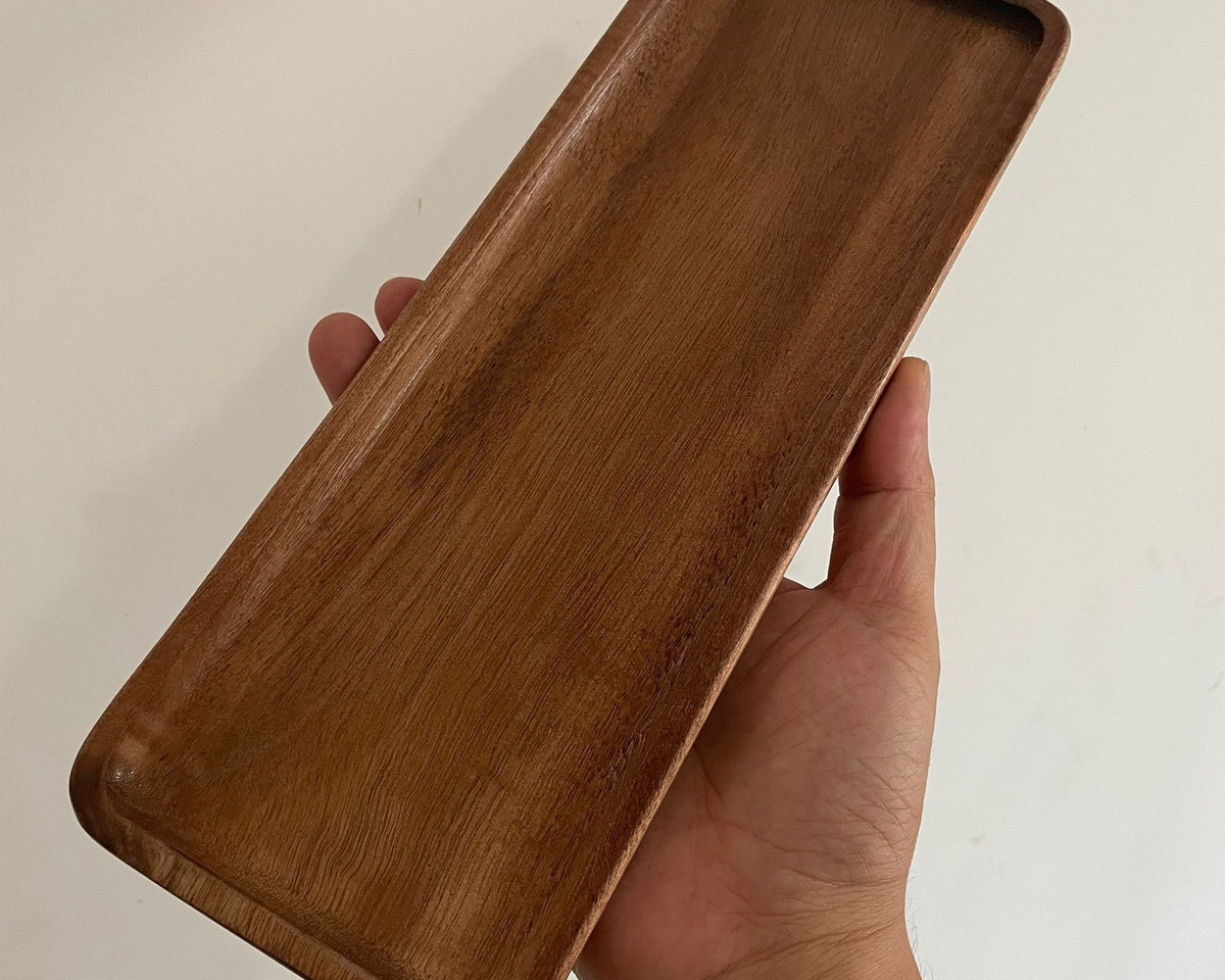 TheWellBeing™ Acacia Wood Rectangular Coffee Tray - Decorative Food and Tea Serving Tray - Culinarywellbeing
