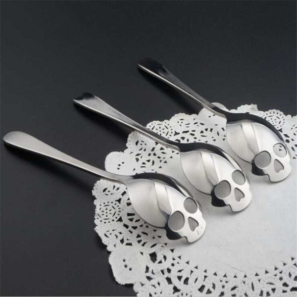 Spoon Stainless Steel coffee Scoop Skull shape Dessert Food Grade Ice Cream Candy Tea Spoon