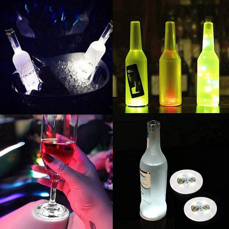 LED Coaster Luminous Bottle Stickers Lights 6cm LED Coaster Lamps
