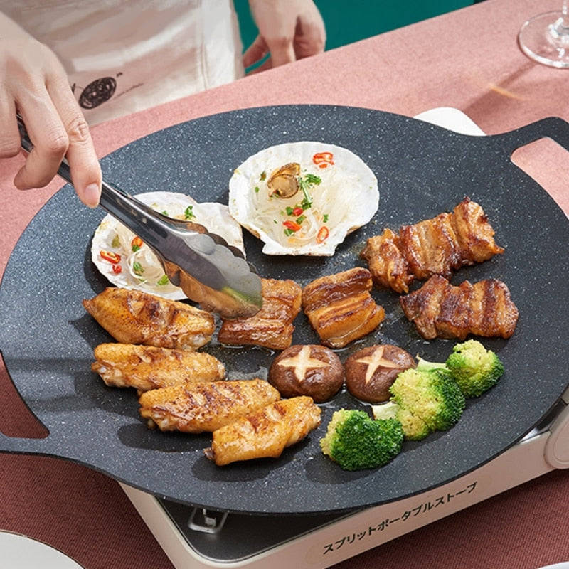 Grill Pan Korean Round Non-Stick Barbecue Plate Frying Pan - Culinarywellbeing