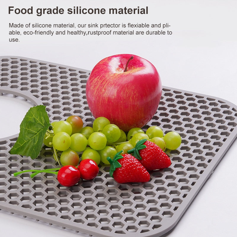 Food grade silicone sink protector with fruit, flexible and durable.