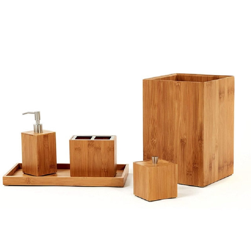 Bamboo home bathroom wash set home bathroom setCreate a complete and unified bathroom style with this 9-piece bamboo bathroom accessory set. The set includes a toothbrush holder, toothbrush cup, soap dispenser, sTheWellBeing1Bamboo home bathroom wash set home bathroom setCulinaryWellBeing