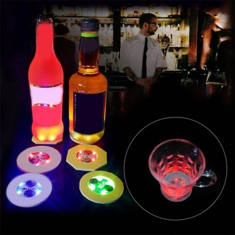LED Coaster Luminous Bottle Stickers Lights 6cm LED Coaster Lamps