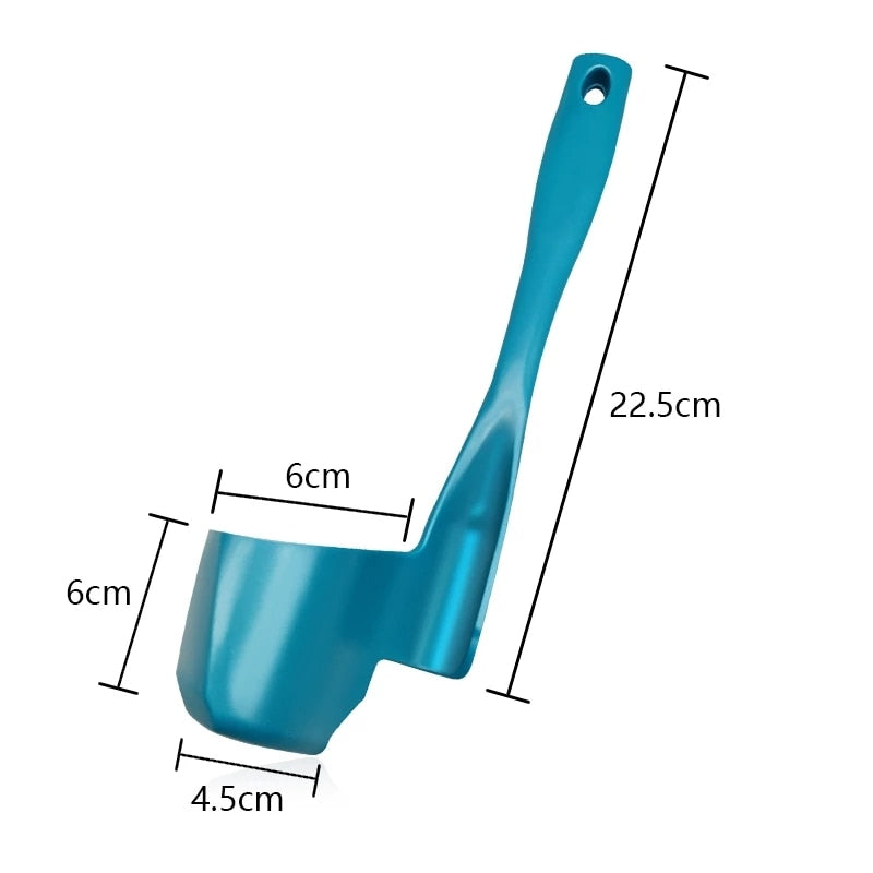 Rotating kitchen spatula with measurements, blue, food-grade PP+ABS, compatible with Thermomix models.