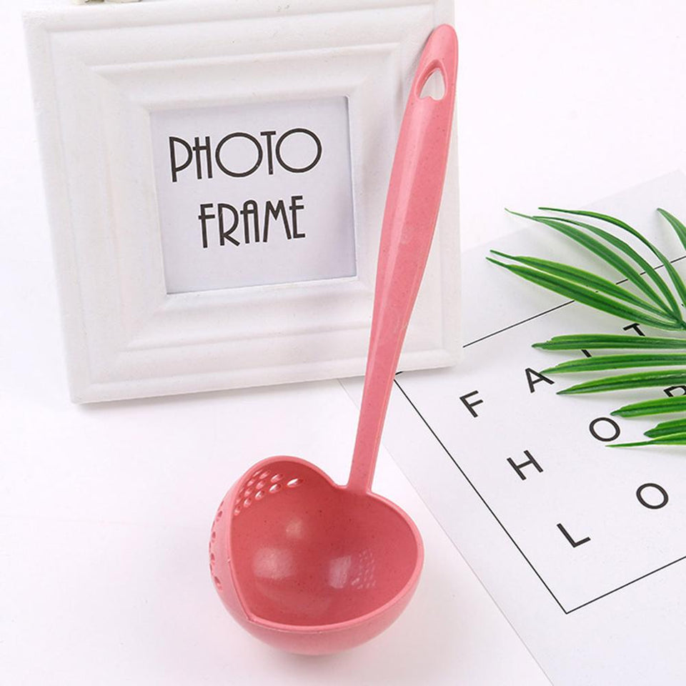 Soup Spoon Long Handle Kitchen Strainer Solid Color Cooking Colander Kitchen Scoop Plastic Tableware Colander Hot - Culinarywellbeing