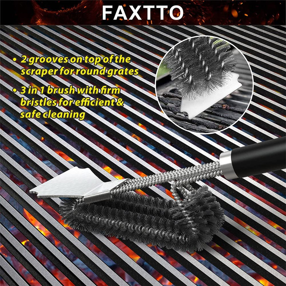 Stainless Steel Barbecue Brush Outdoor Travel BBQ Grill Cleaning BrushâTHE SAFEST BRISTLE FREE GRILL BRUSH. No bristles that can break off and end up in your food. Our heavy duty design with built in scraper lets you use as much elboTheWellBeing1Stainless Steel Barbecue Brush Outdoor Travel BBQ Grill Cleaning Brushes KitchenCulinaryWellBeing