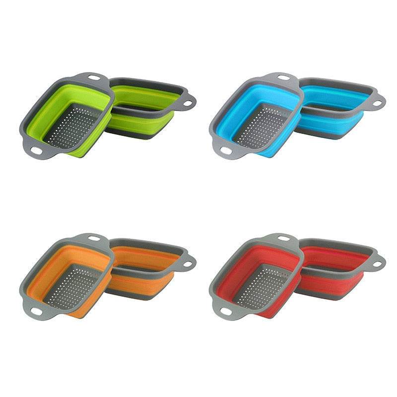 Vegetable Strainer - Square Collapsible Silicone Colander for Kitchen