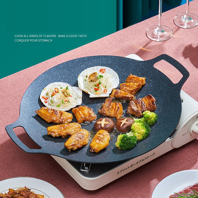 Grill Pan Korean Round Non-Stick Barbecue Plate Frying Pan - Culinarywellbeing